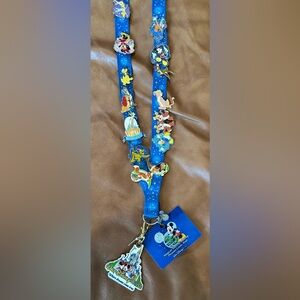 Disney Blue Lanyard with Character Pins